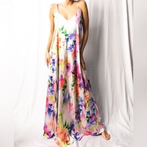 NICOLE MILLER MULTI FLORAL MAXI DRESS!
